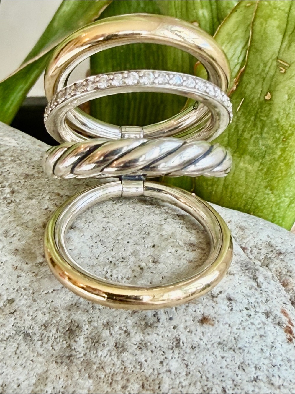 Sold.    David Yurman 18 karat gold sterling and Diamond Ring - Picture 5 of 12